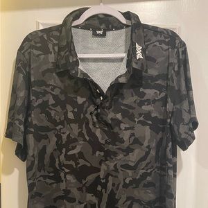 Black and gray camo PXG golf shirt
